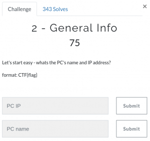 Question 2 - Let's start easy - whats the PC's name and IP address?